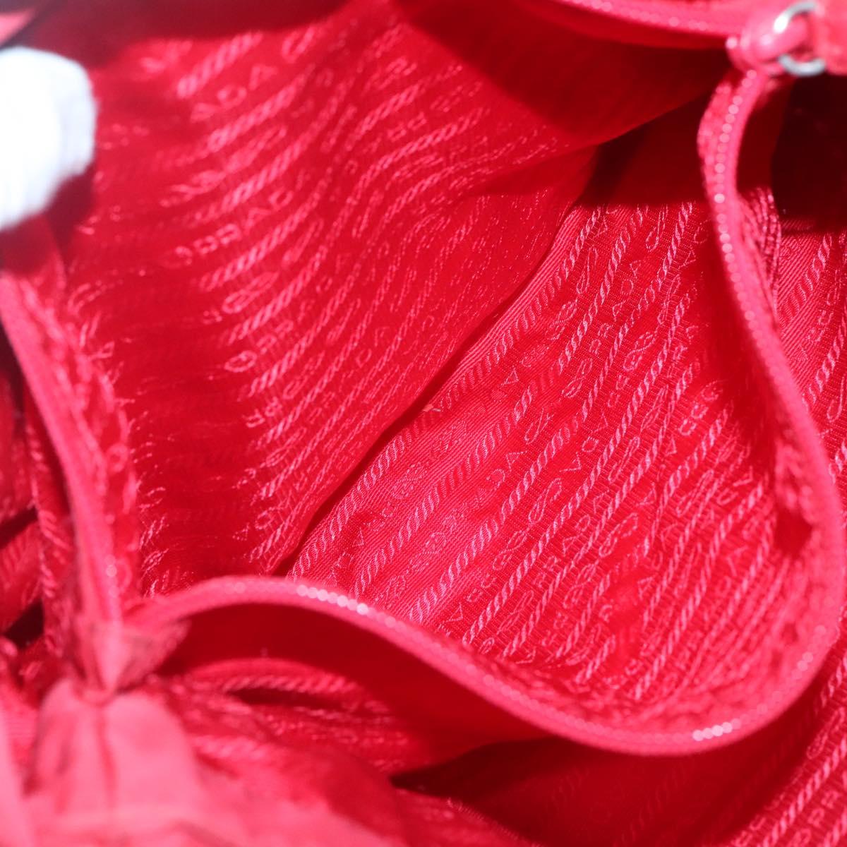 PRADA Shoulder Bag Nylon Red Silver Auth bs25223