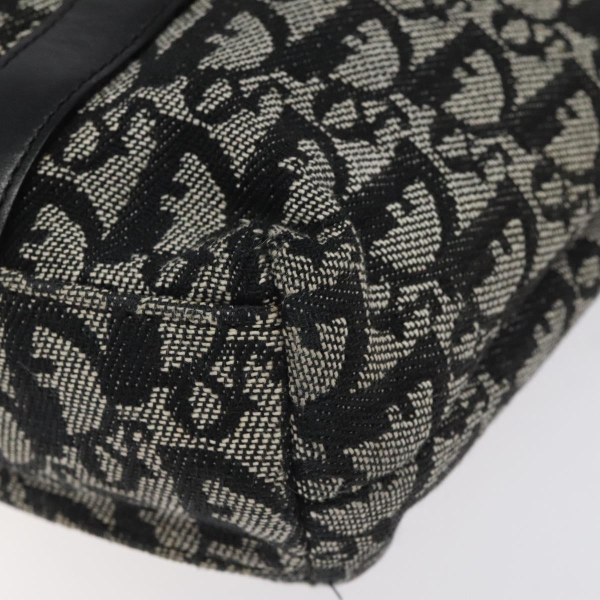 Christian Dior Trotter Canvas Hand Bag Black Silver Auth bs25227