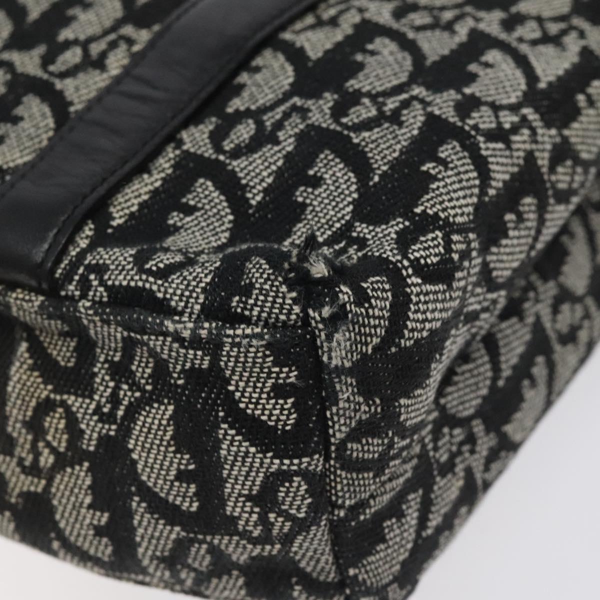 Christian Dior Trotter Canvas Hand Bag Black Silver Auth bs25227