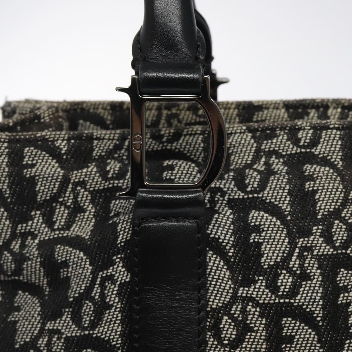 Christian Dior Trotter Canvas Hand Bag Black Silver Auth bs25227