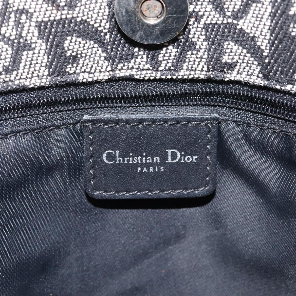 Christian Dior Trotter Canvas Hand Bag Black Silver Auth bs25227