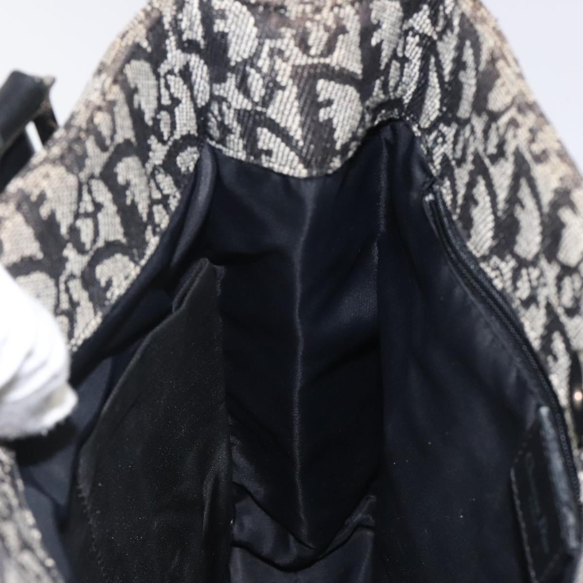 Christian Dior Trotter Canvas Hand Bag Black Silver Auth bs25227