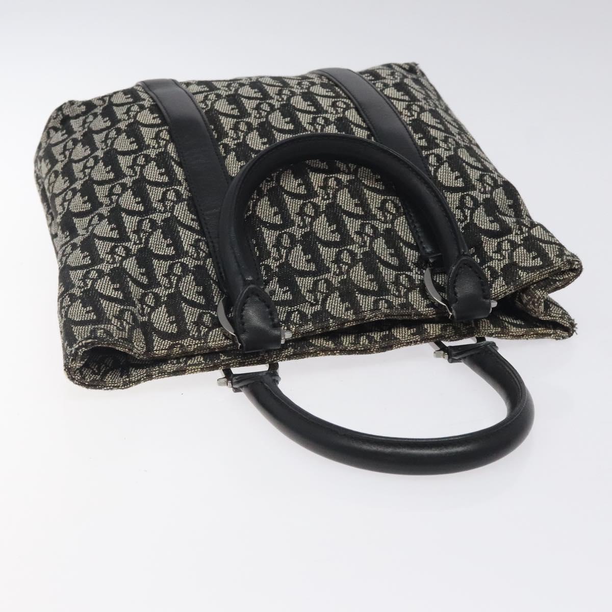 Christian Dior Trotter Canvas Hand Bag Black Silver Auth bs25227