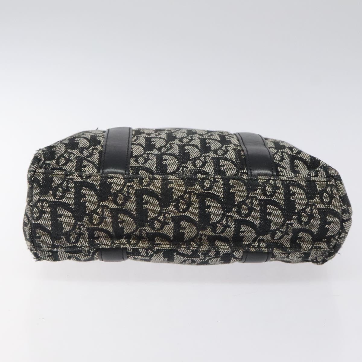 Christian Dior Trotter Canvas Hand Bag Black Silver Auth bs25227