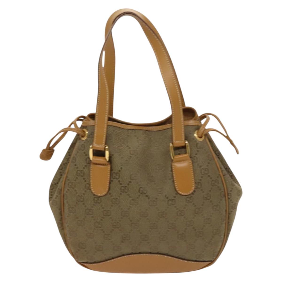 GUCCI GG Canvas Hand Bag 2way Beige Gold Auth bs25240