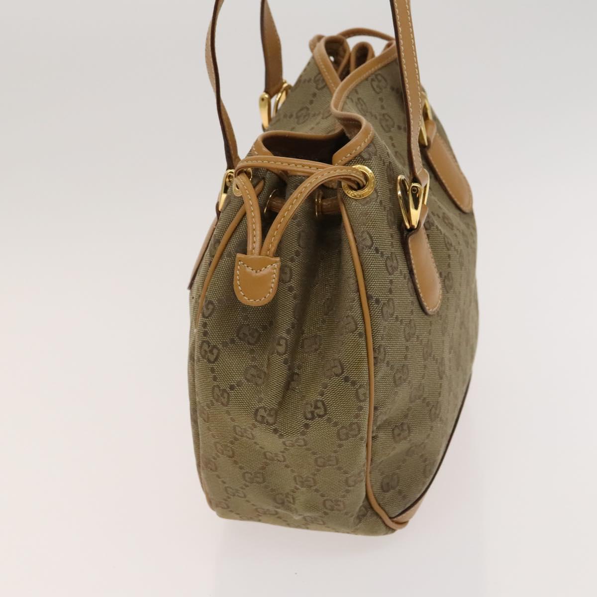 GUCCI GG Canvas Hand Bag 2way Beige Gold Auth bs25240