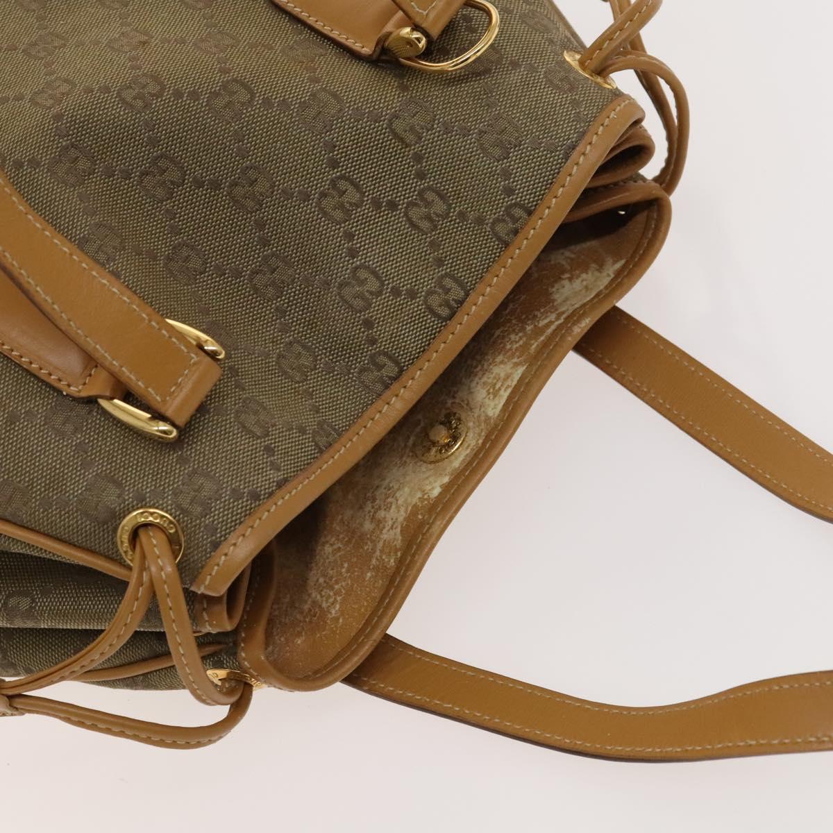 GUCCI GG Canvas Hand Bag 2way Beige Gold Auth bs25240