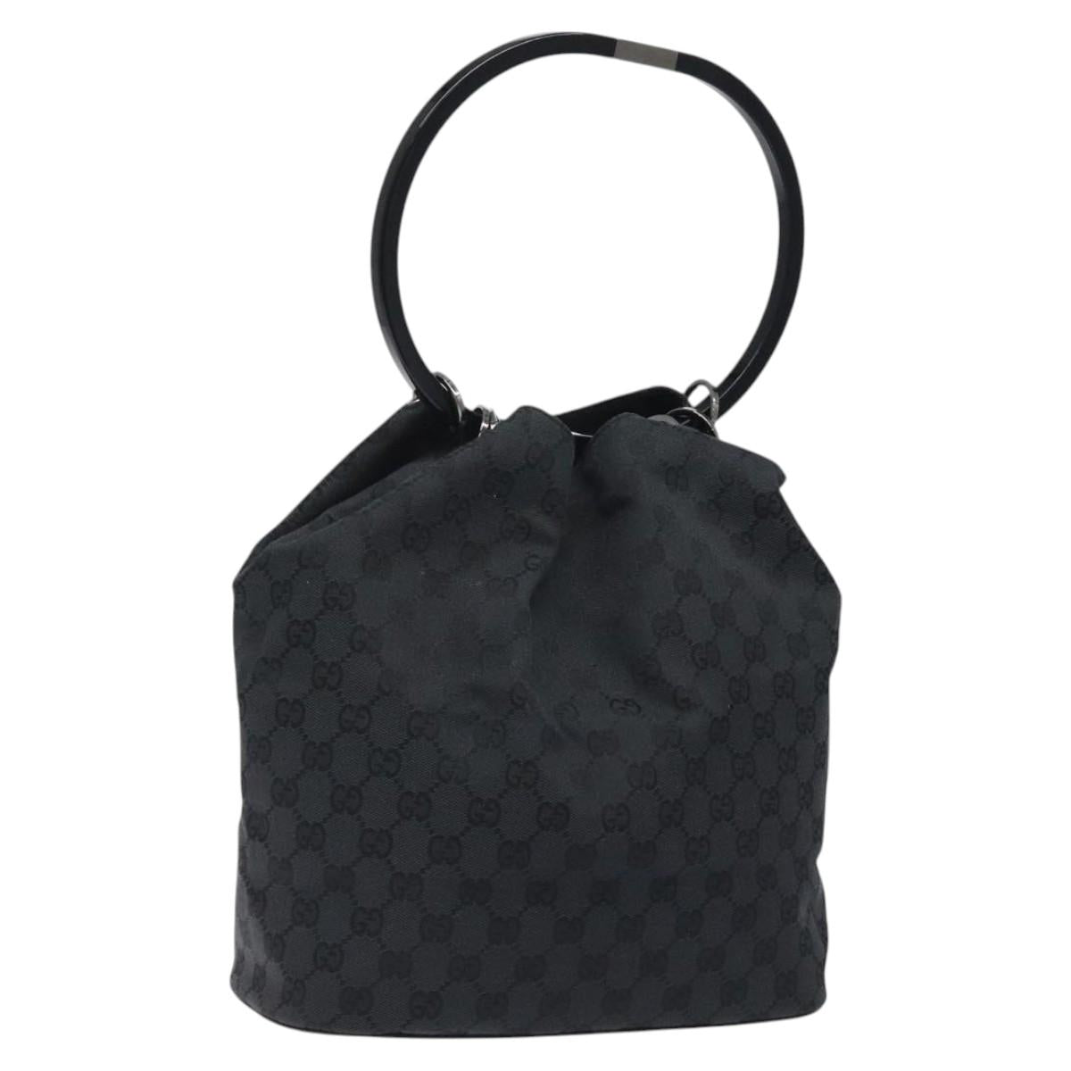 GUCCI GG Canvas Shoulder Bag Black Silver 001 3738 001998 Auth bs25242
