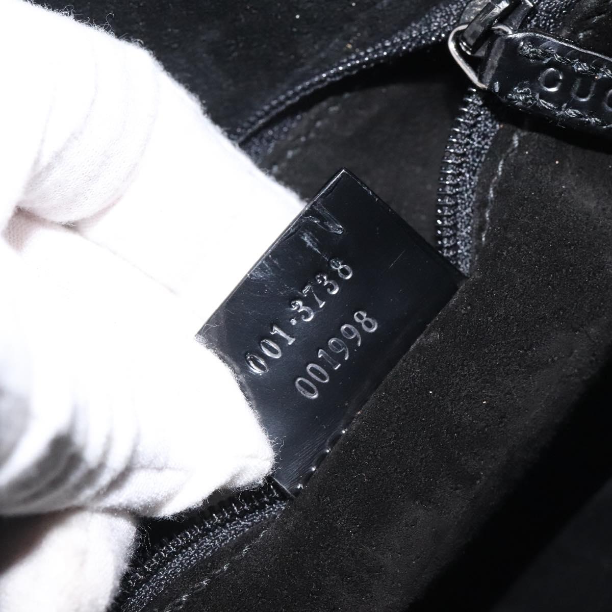GUCCI GG Canvas Shoulder Bag Black Silver 001 3738 001998 Auth bs25242