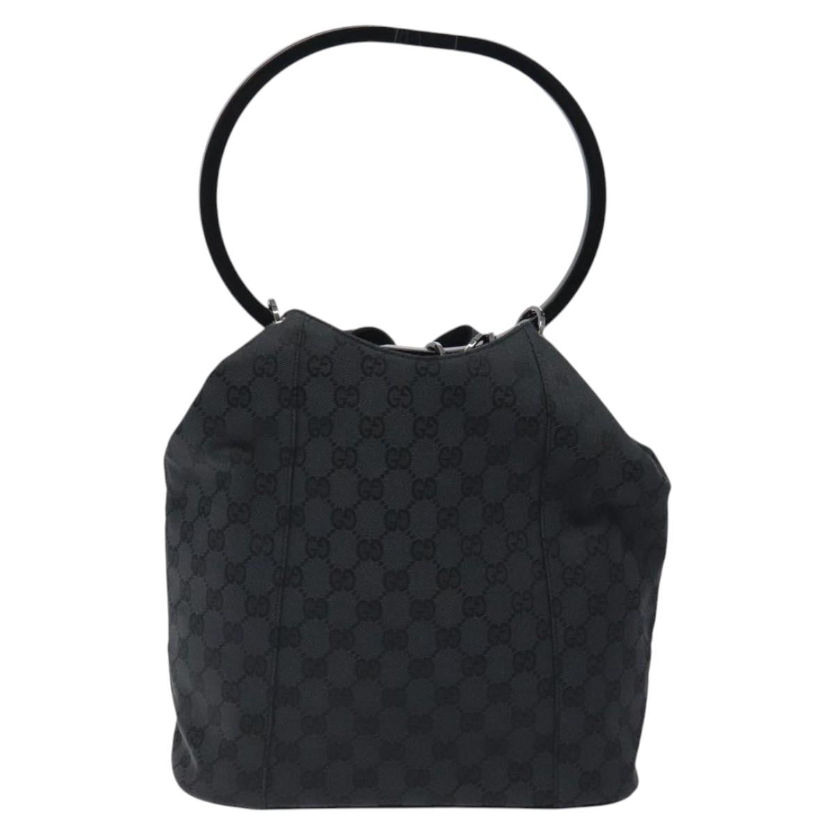 GUCCI GG Canvas Shoulder Bag Black Silver 001 3738 001998 Auth bs25242