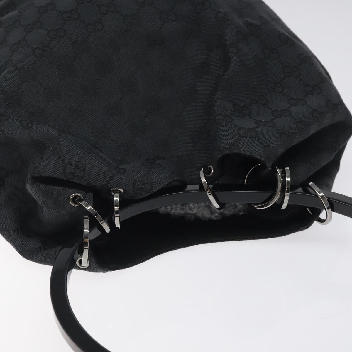GUCCI GG Canvas Shoulder Bag Black Silver 001 3738 001998 Auth bs25242