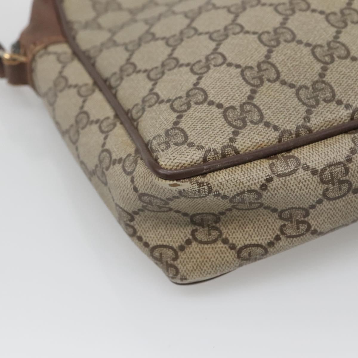 GUCCI GG Supreme Clutch Bag PVC Leather Beige Gold 156 01 053 Auth bs25246