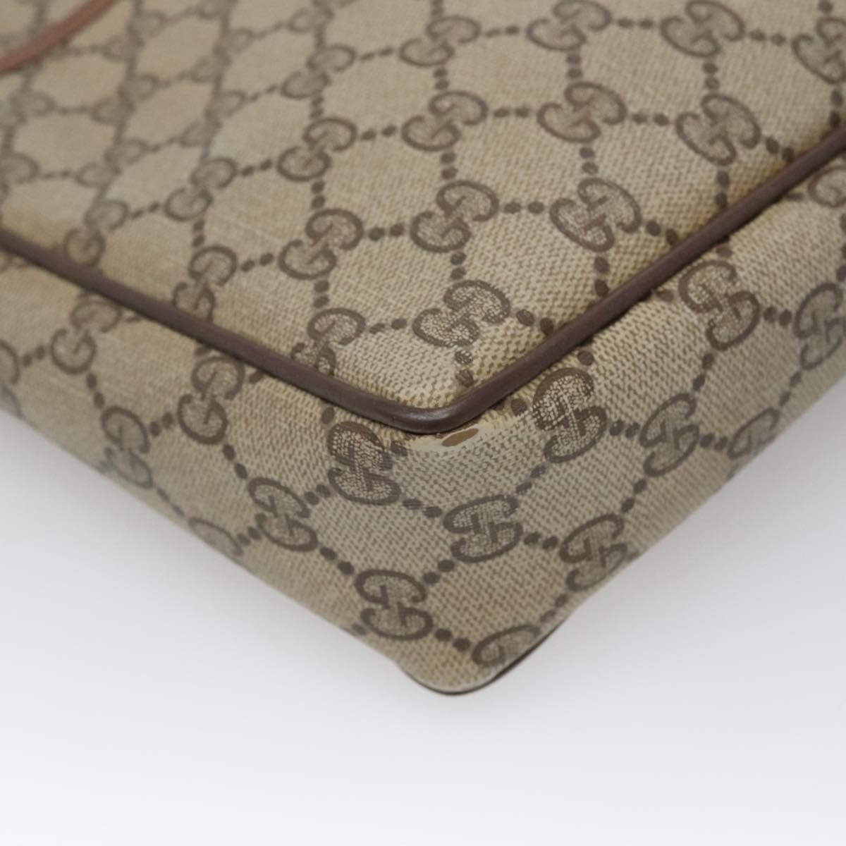 GUCCI GG Supreme Clutch Bag PVC Leather Beige Gold 156 01 053 Auth bs25246