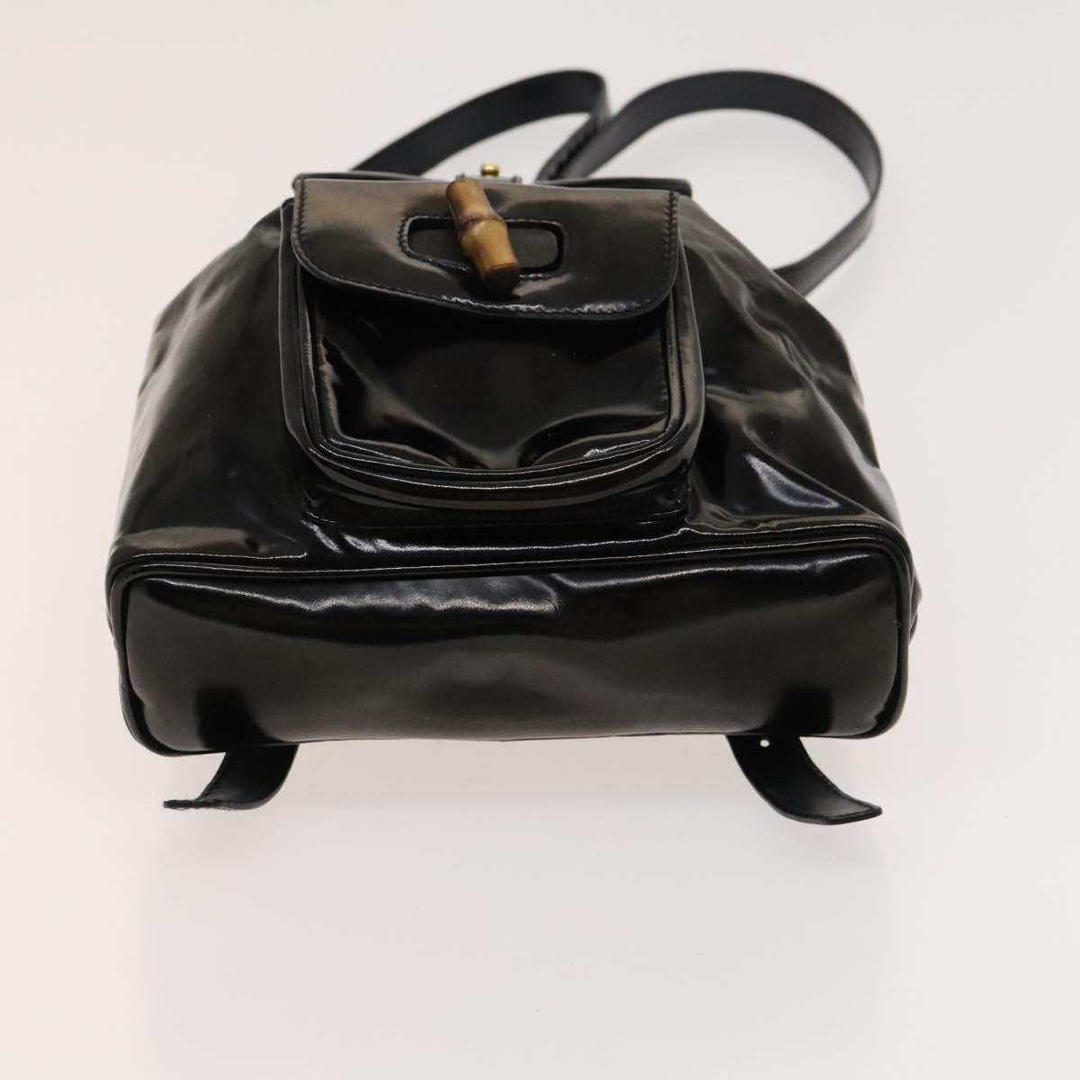 GUCCI Bamboo Backpack Enamel Black Gold 003 1705 0030 Auth bs25250