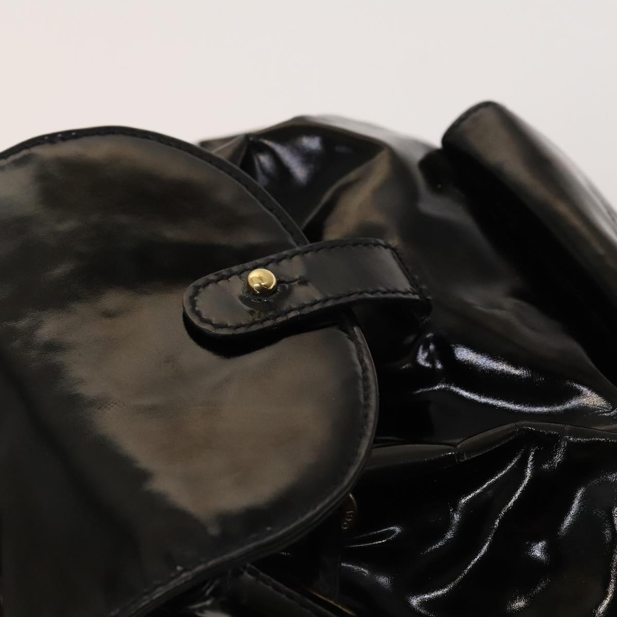 GUCCI Bamboo Backpack Enamel Black Gold 003 1705 0030 Auth bs25250