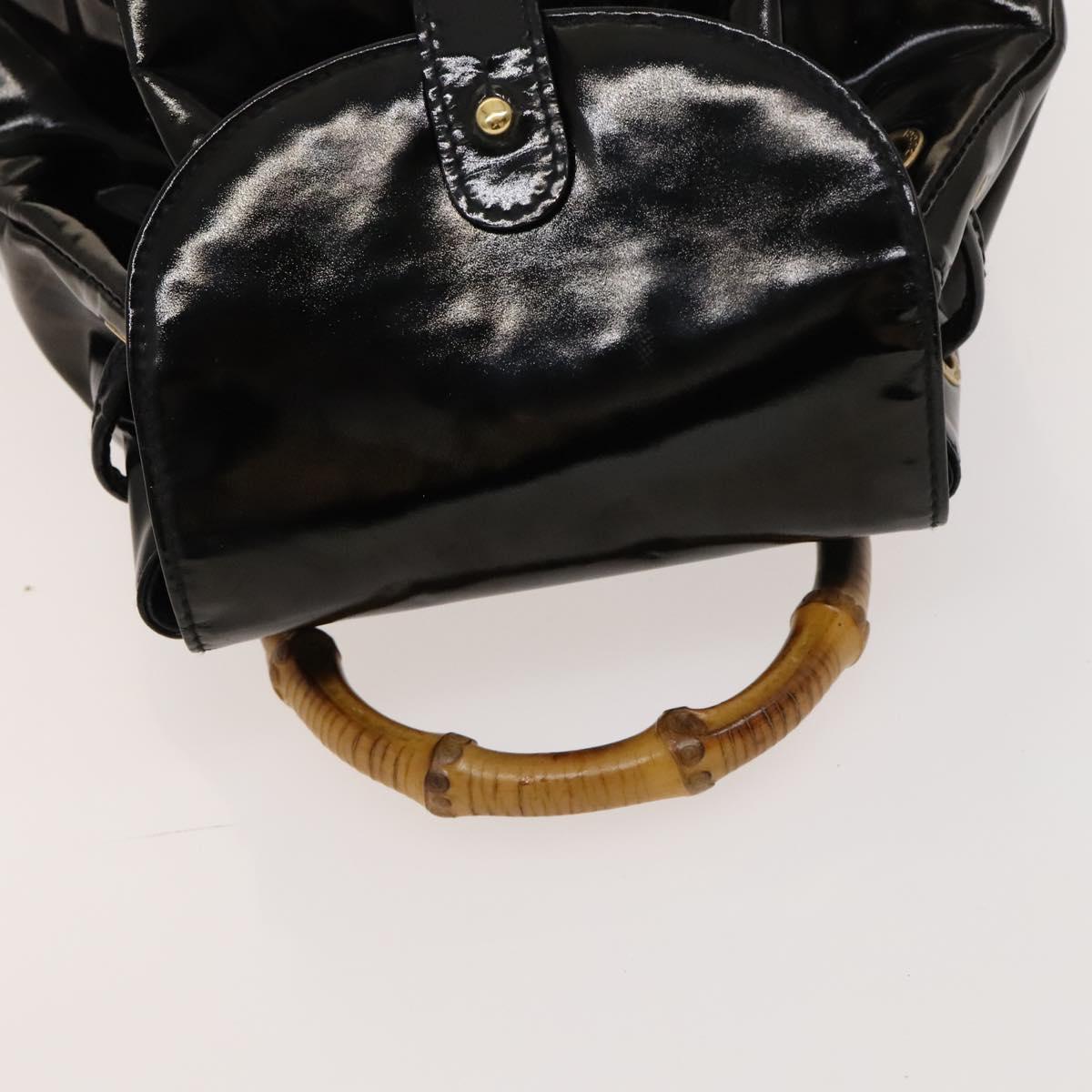 GUCCI Bamboo Backpack Enamel Black Gold 003 1705 0030 Auth bs25250