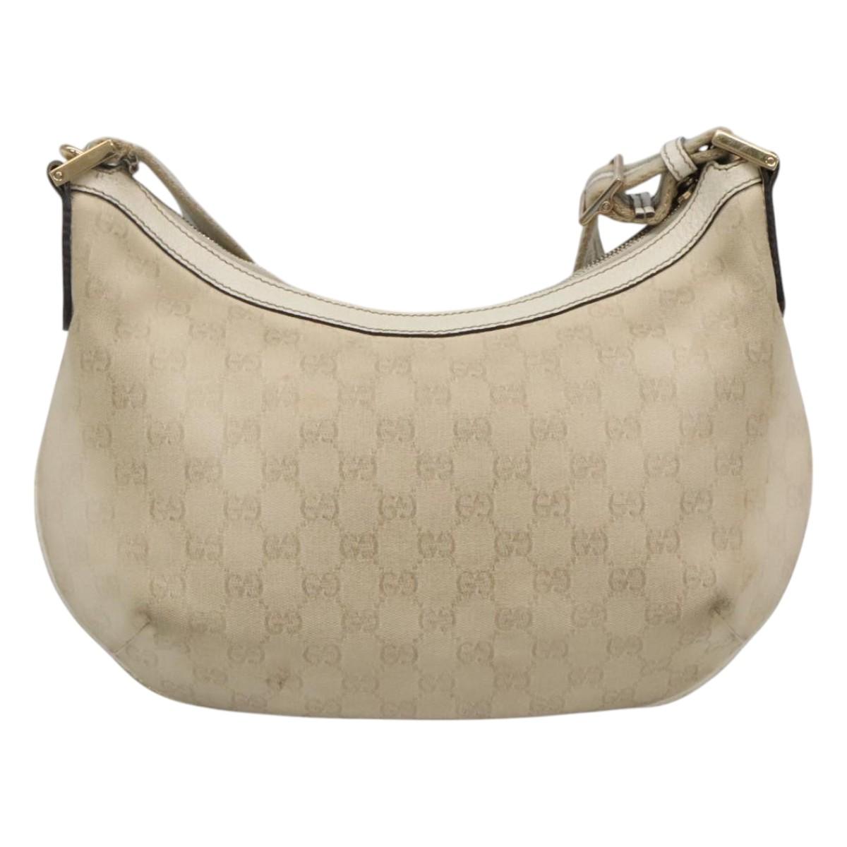 GUCCI GG Canvas Shoulder Bag White Gold 181092 Auth bs25252