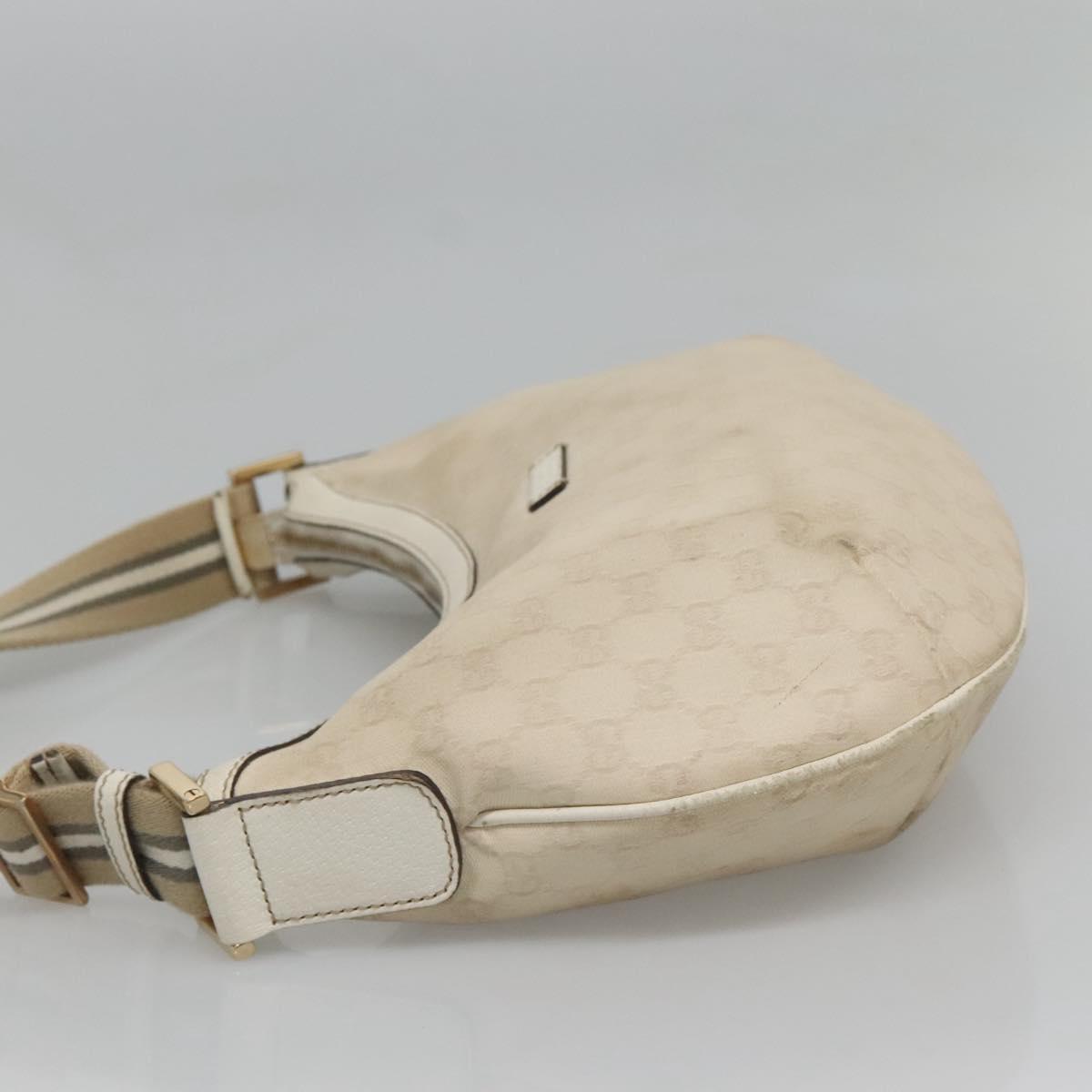 GUCCI GG Canvas Shoulder Bag White Gold 181092 Auth bs25252