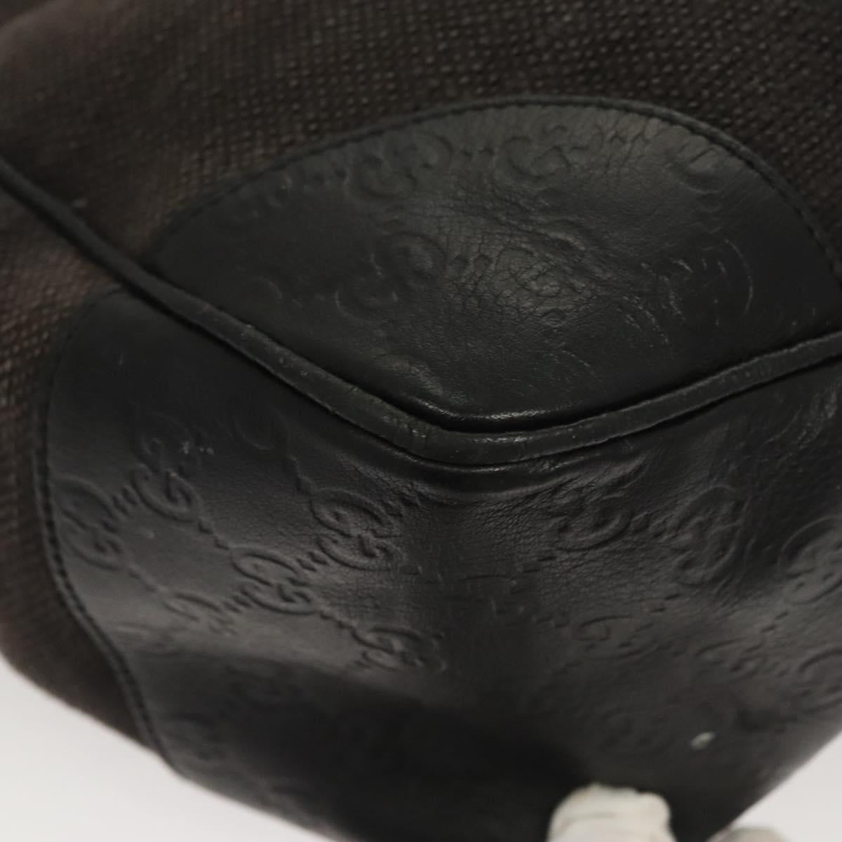 GUCCI Shoulder Bag Canvas Outlet Black Gold 257268 Auth bs25254