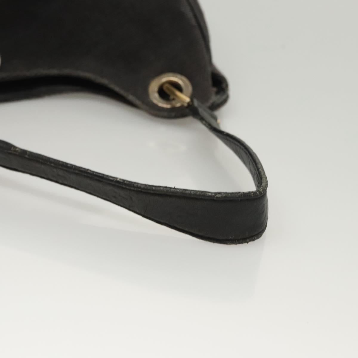 GUCCI Shoulder Bag Canvas Outlet Black Gold 257268 Auth bs25254