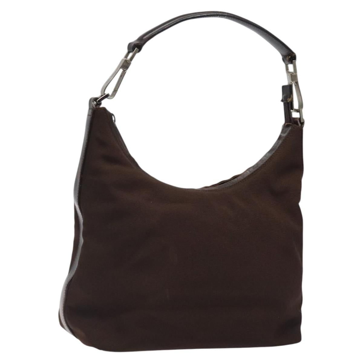 GUCCI Shoulder Bag Canvas Brown Silver 000 0602 Auth bs25255
