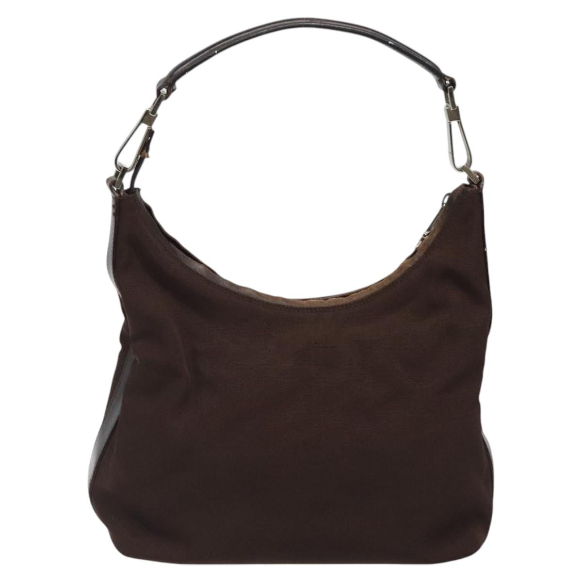 GUCCI Shoulder Bag Canvas Brown Silver 000 0602 Auth bs25255