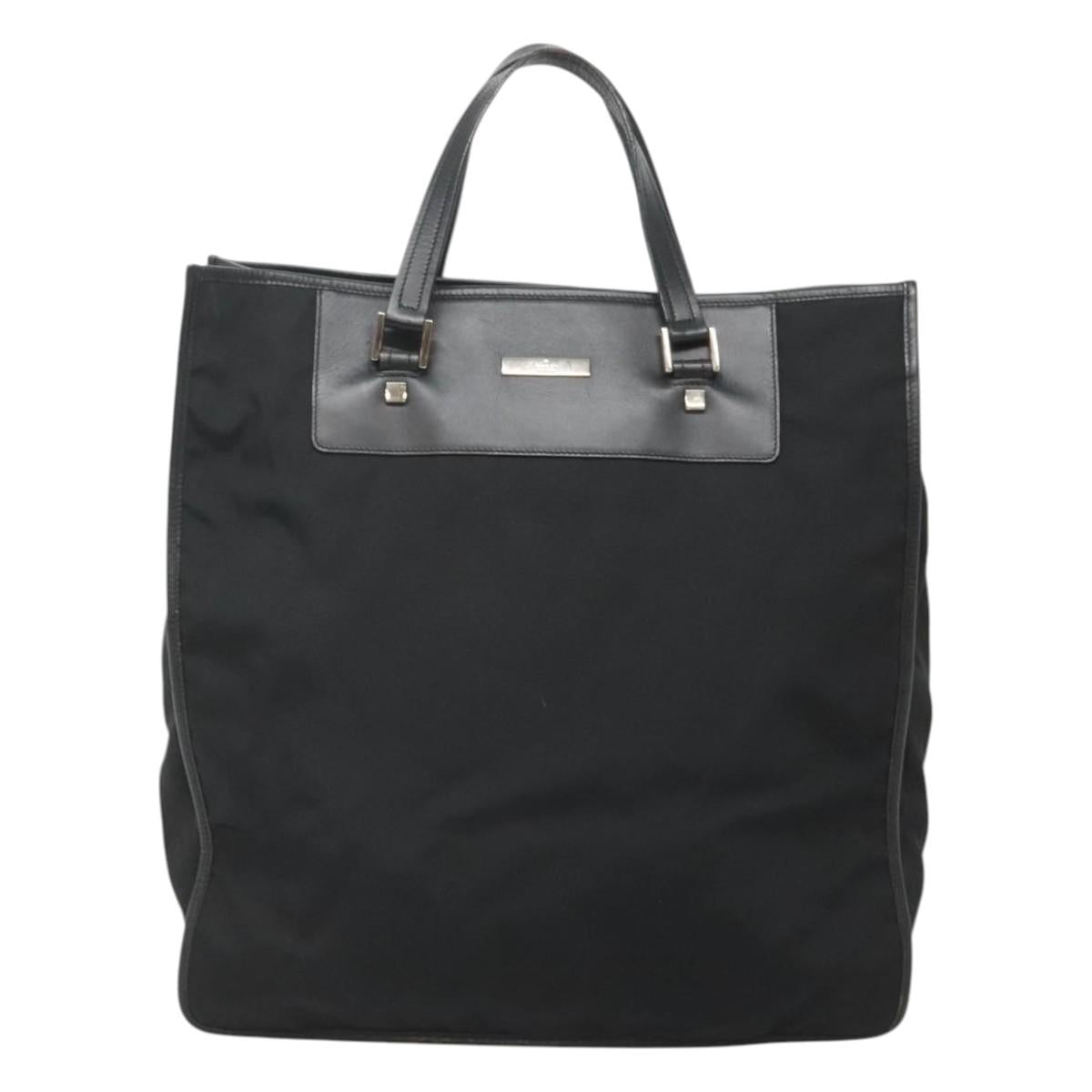 GUCCI Tote Bag Canvas Black Silver Auth bs25256
