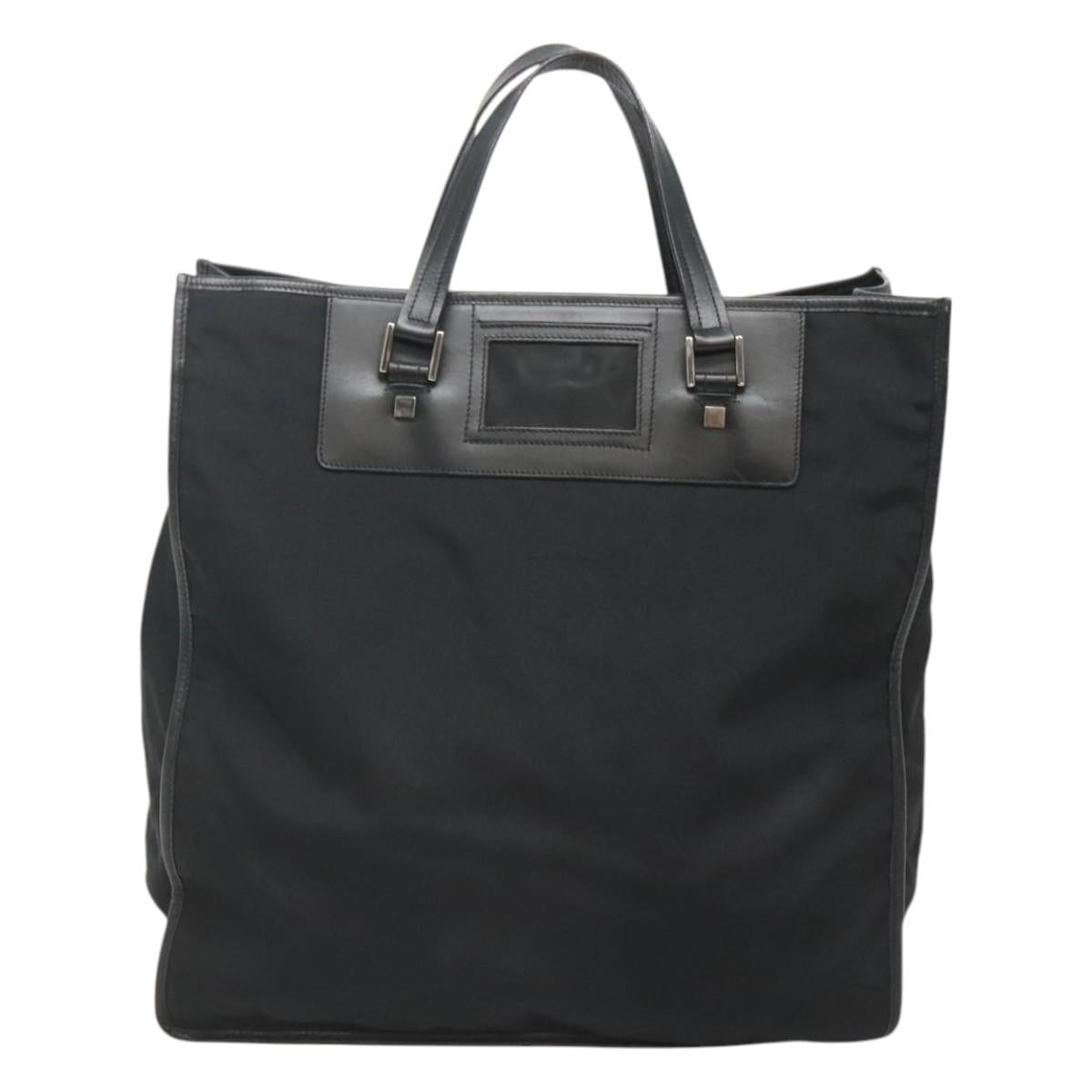 GUCCI Tote Bag Canvas Black Silver Auth bs25256
