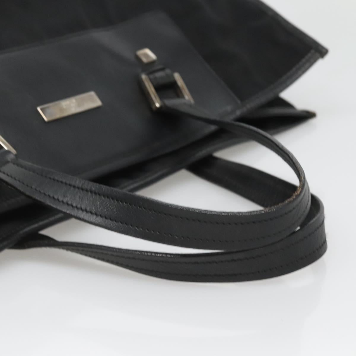 GUCCI Tote Bag Canvas Black Silver Auth bs25256