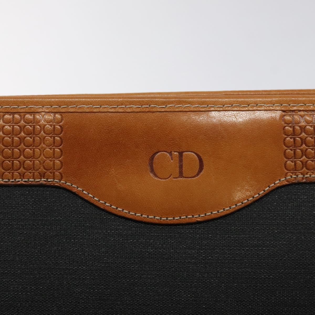 Christian Dior Clutch Bag PVC Canvas Black Brown Auth bs25261