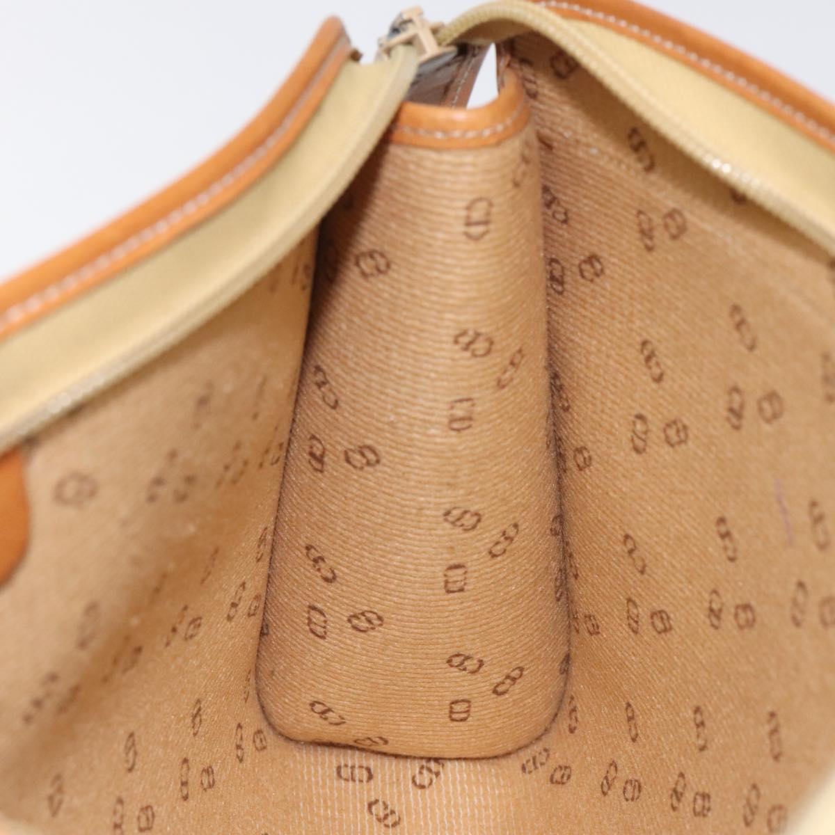 Christian Dior Clutch Bag PVC Canvas Black Brown Auth bs25261