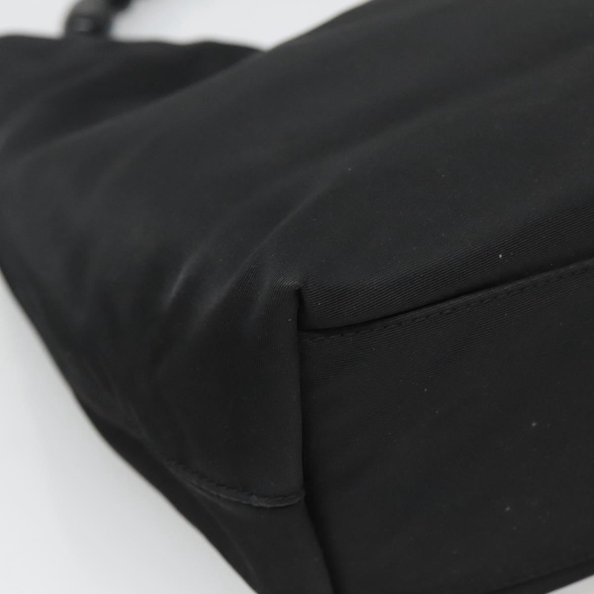 Christian Dior Maris Pearl Hand Bag Nylon Black Silver Auth bs25265