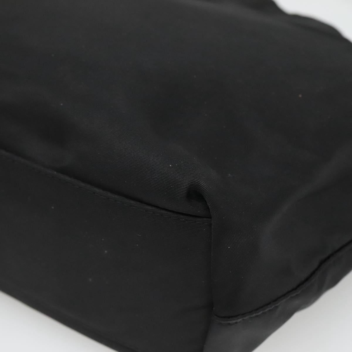 Christian Dior Maris Pearl Hand Bag Nylon Black Silver Auth bs25265