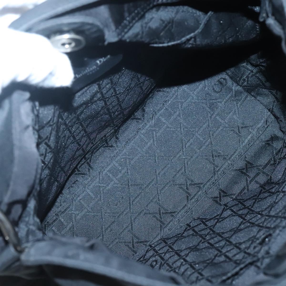 Christian Dior Maris Pearl Hand Bag Nylon Black Silver Auth bs25265