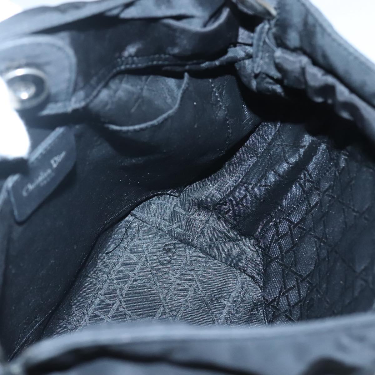 Christian Dior Maris Pearl Hand Bag Nylon Black Silver Auth bs25265