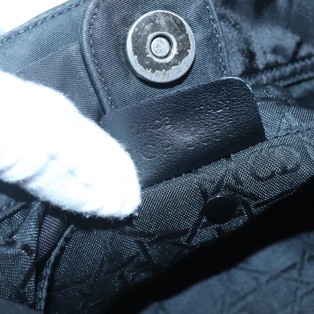 Christian Dior Maris Pearl Hand Bag Nylon Black Silver Auth bs25265