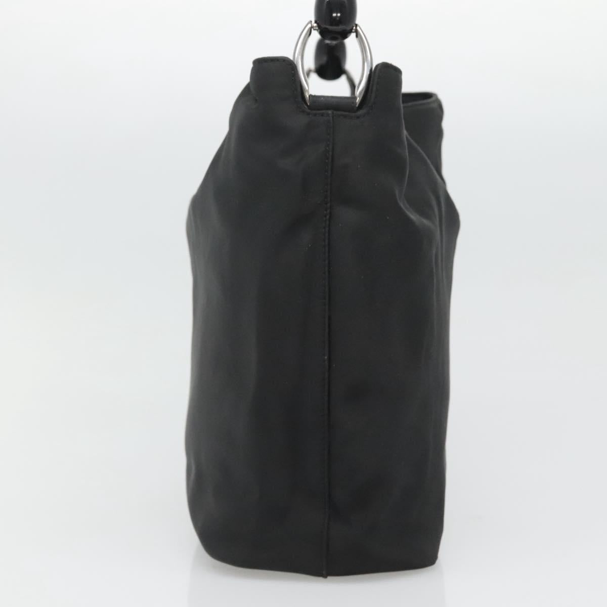 Christian Dior Maris Pearl Hand Bag Nylon Black Silver Auth bs25265