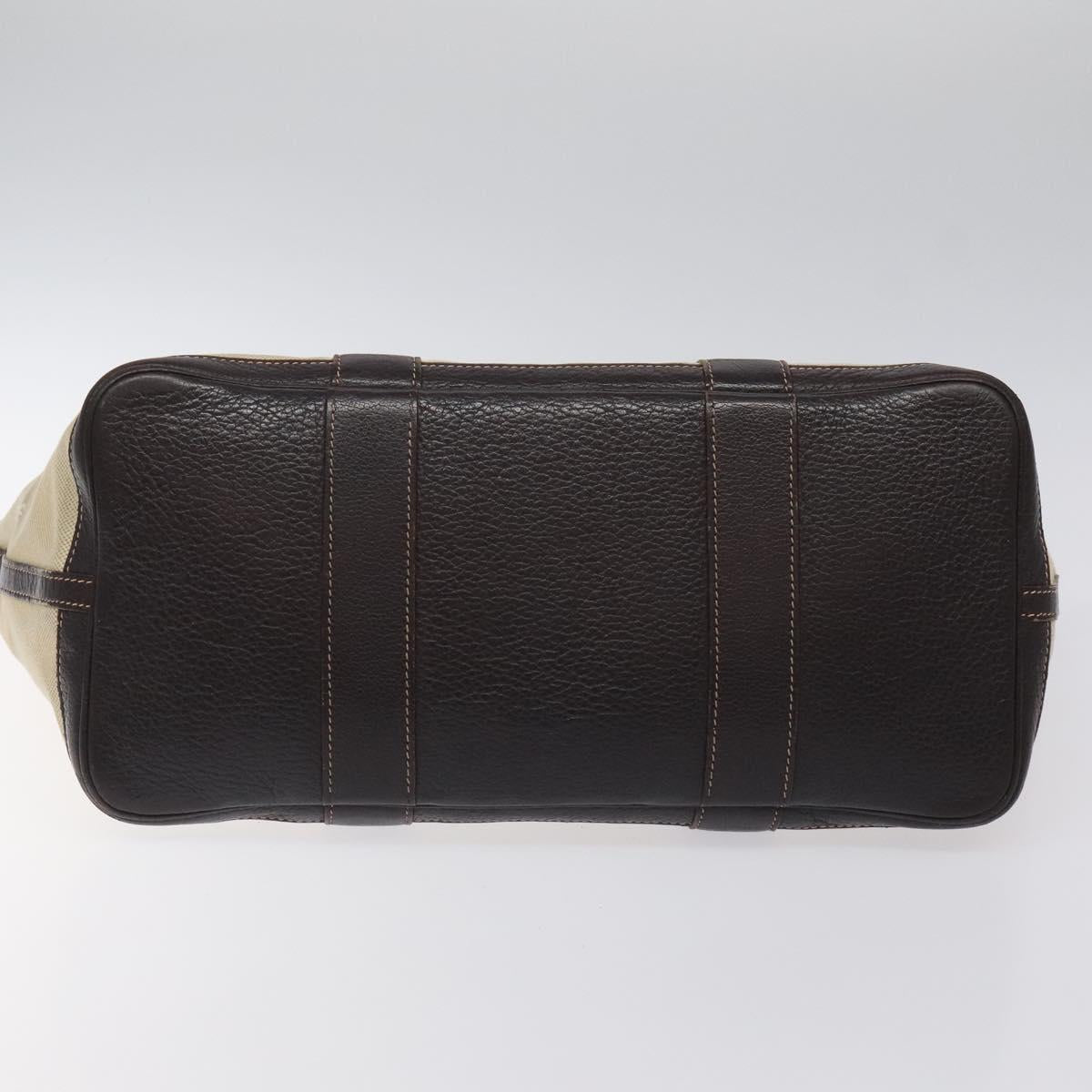 HERMES Garden Party PM Hand Bag Coated Canvas Beige Silver Auth bs25278