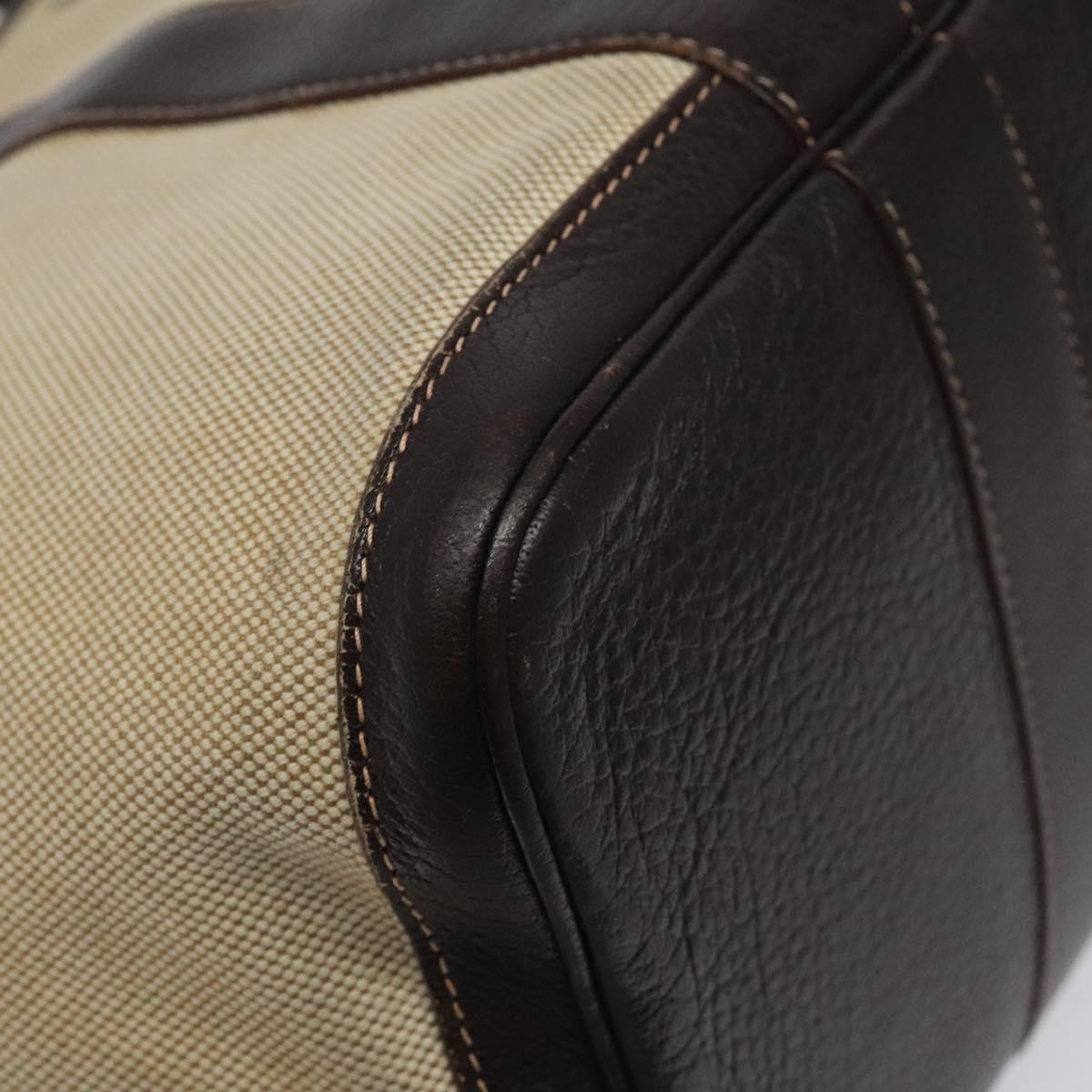 HERMES Garden Party PM Hand Bag Coated Canvas Beige Silver Auth bs25278