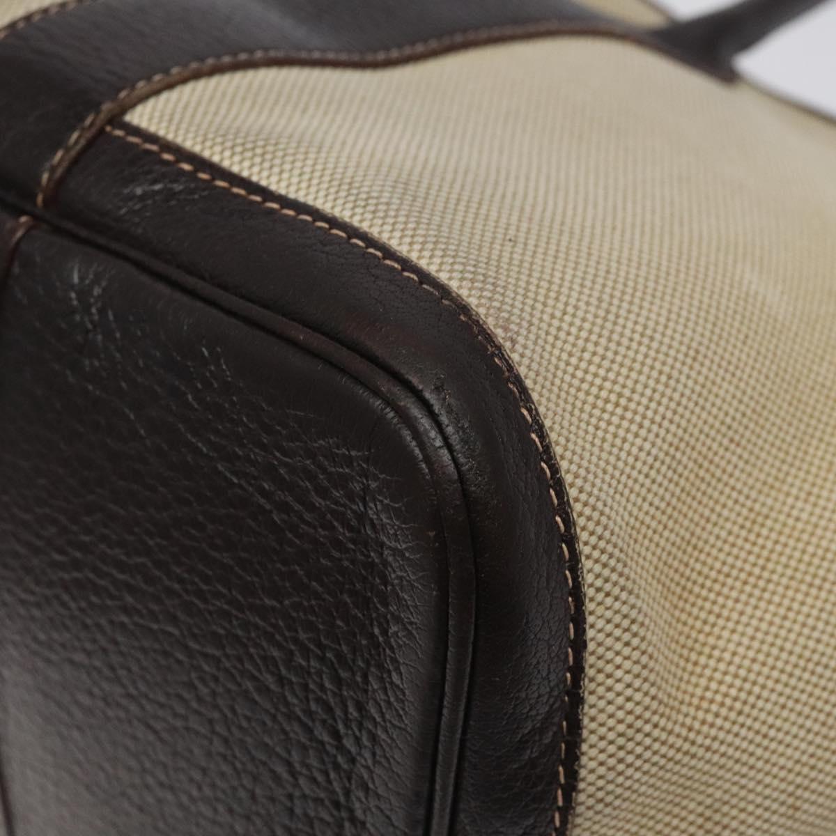 HERMES Garden Party PM Hand Bag Coated Canvas Beige Silver Auth bs25278