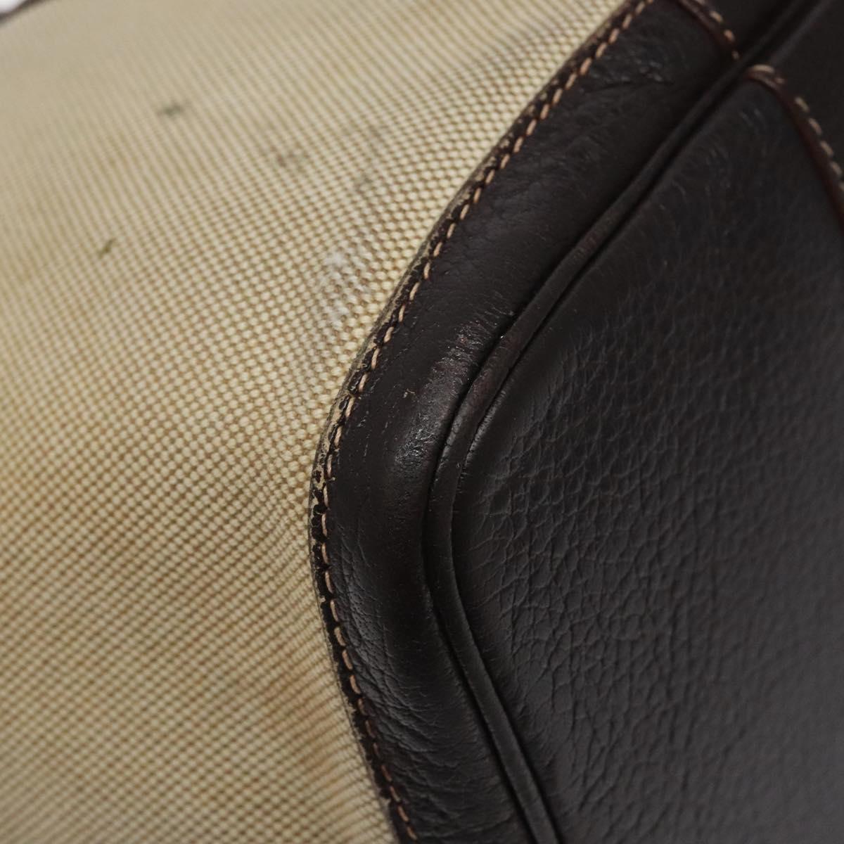 HERMES Garden Party PM Hand Bag Coated Canvas Beige Silver Auth bs25278