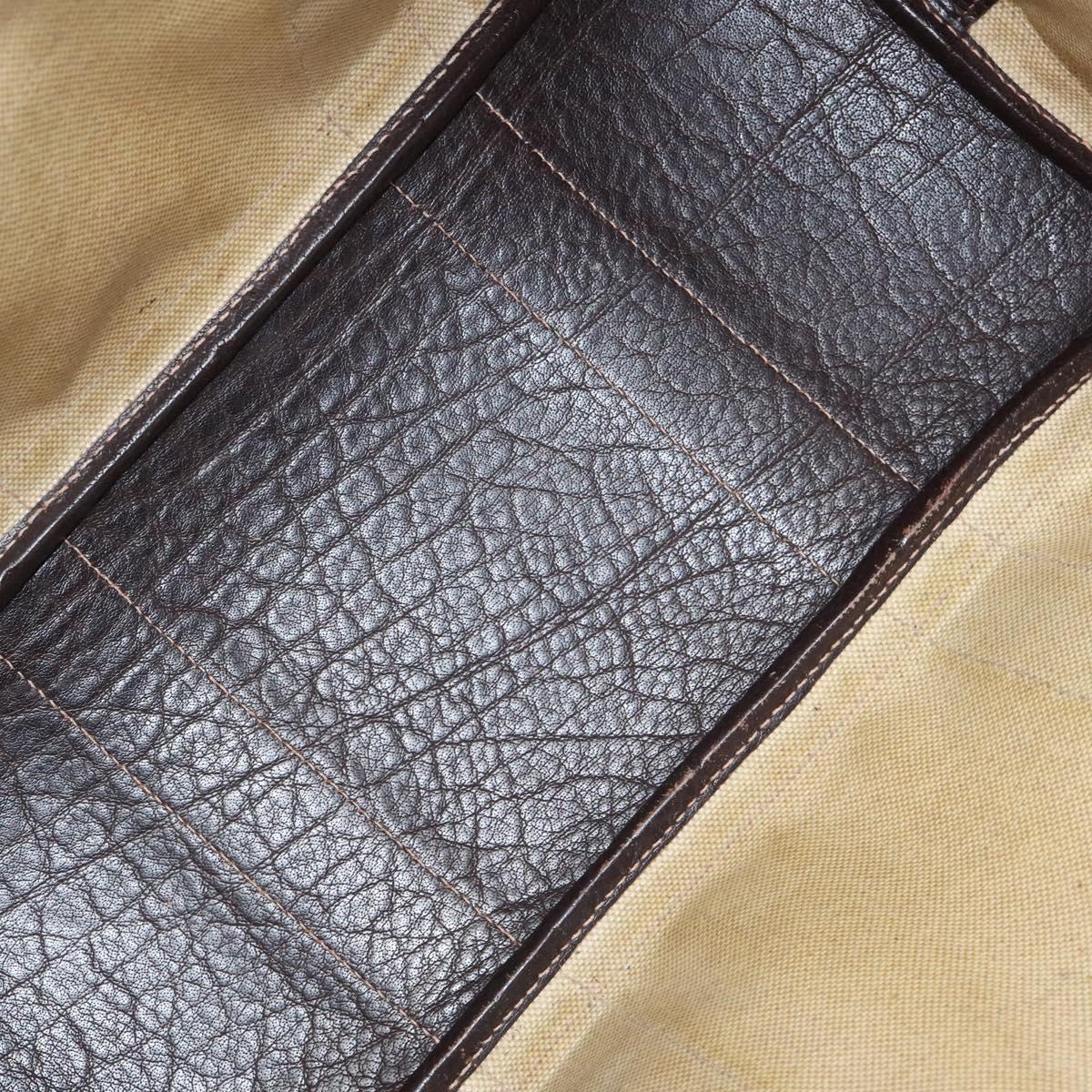 HERMES Garden Party PM Hand Bag Coated Canvas Beige Silver Auth bs25278