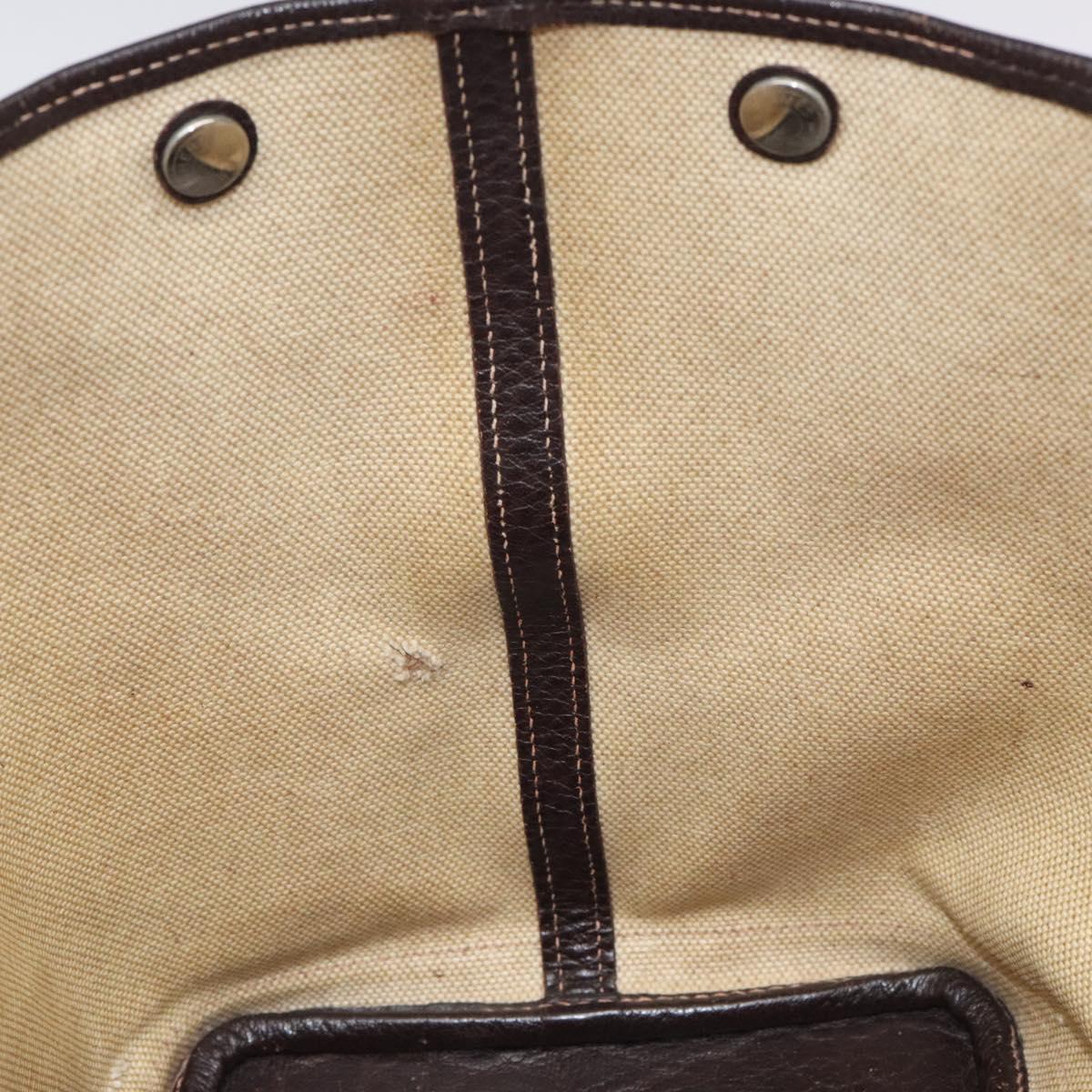 HERMES Garden Party PM Hand Bag Coated Canvas Beige Silver Auth bs25278