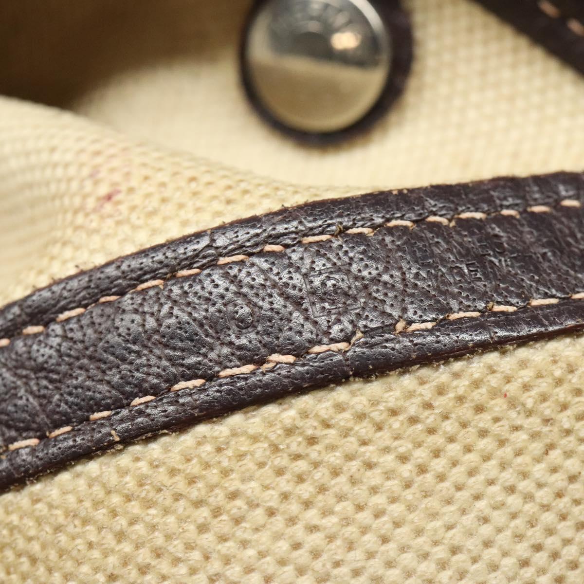 HERMES Garden Party PM Hand Bag Coated Canvas Beige Silver Auth bs25278