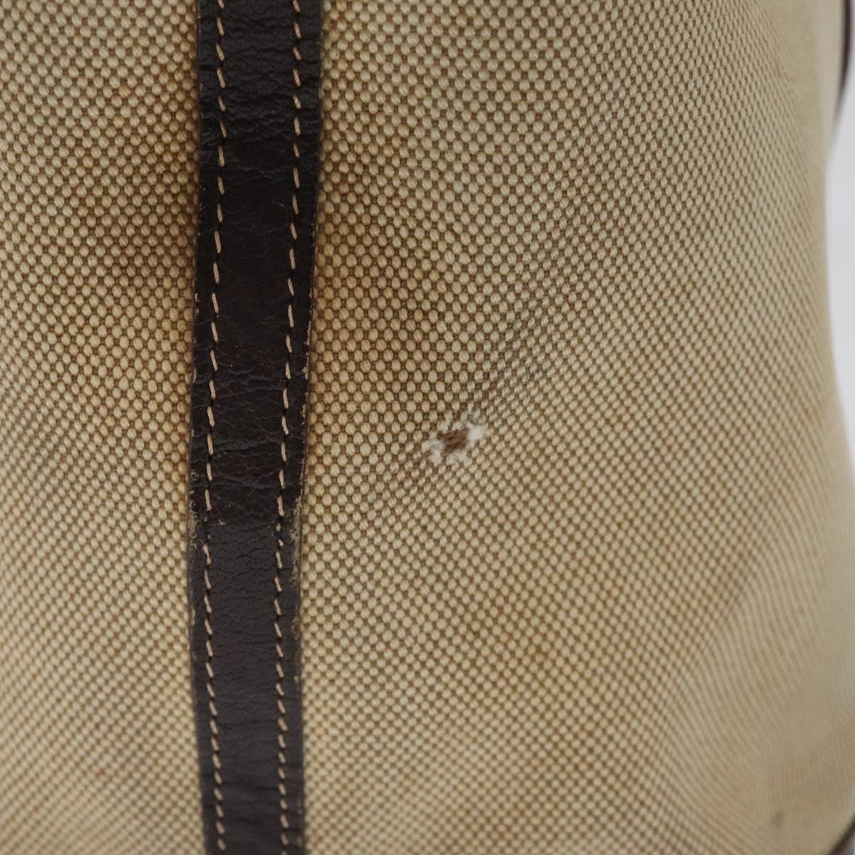 HERMES Garden Party PM Hand Bag Coated Canvas Beige Silver Auth bs25278