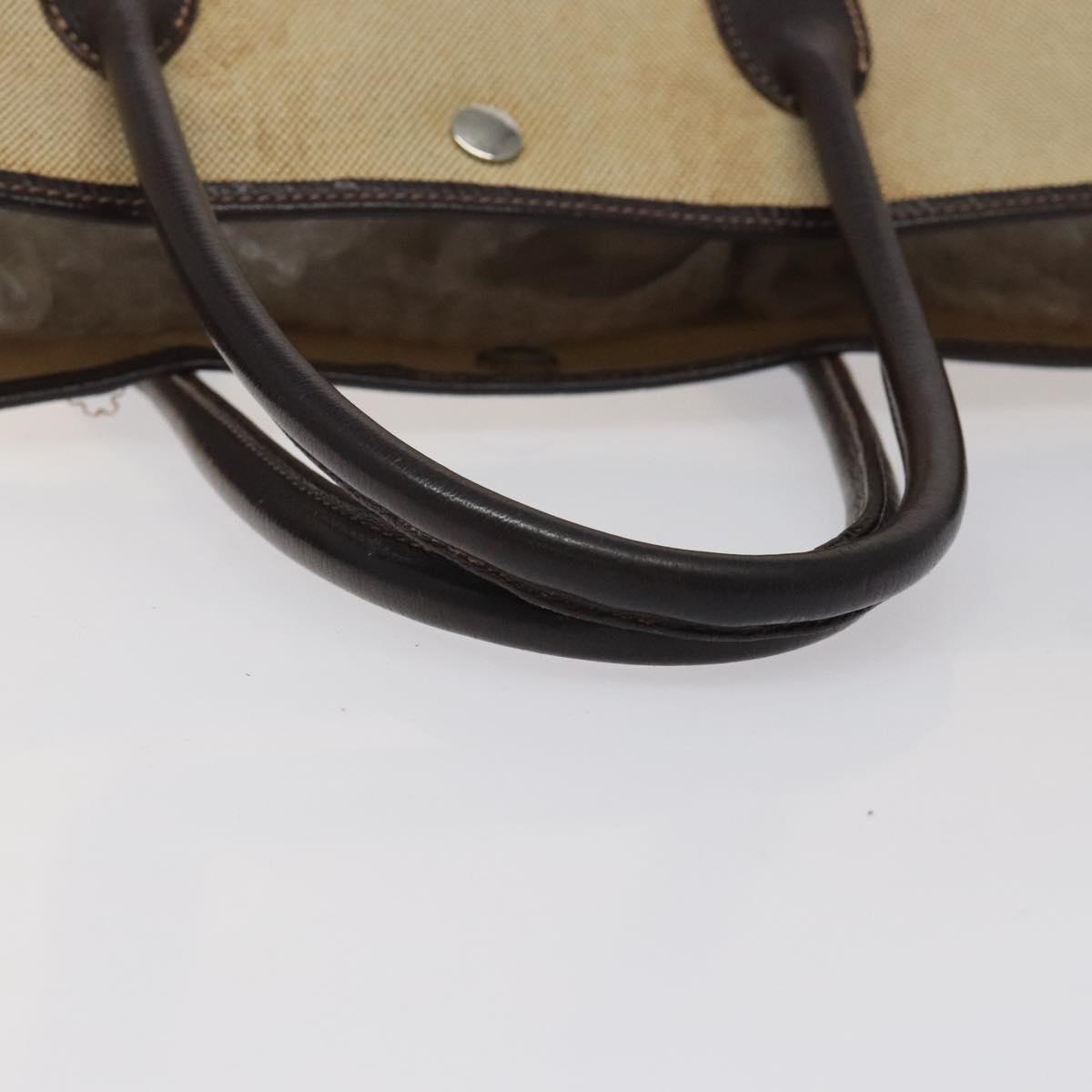 HERMES Garden Party PM Hand Bag Coated Canvas Beige Silver Auth bs25278