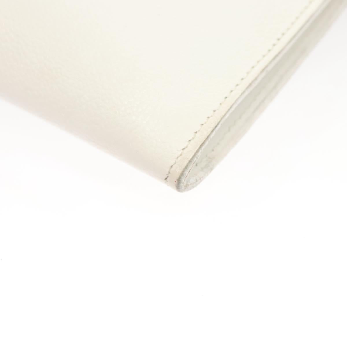 HERMES Omenitu Shoulder Bag Leather White Auth bs25279