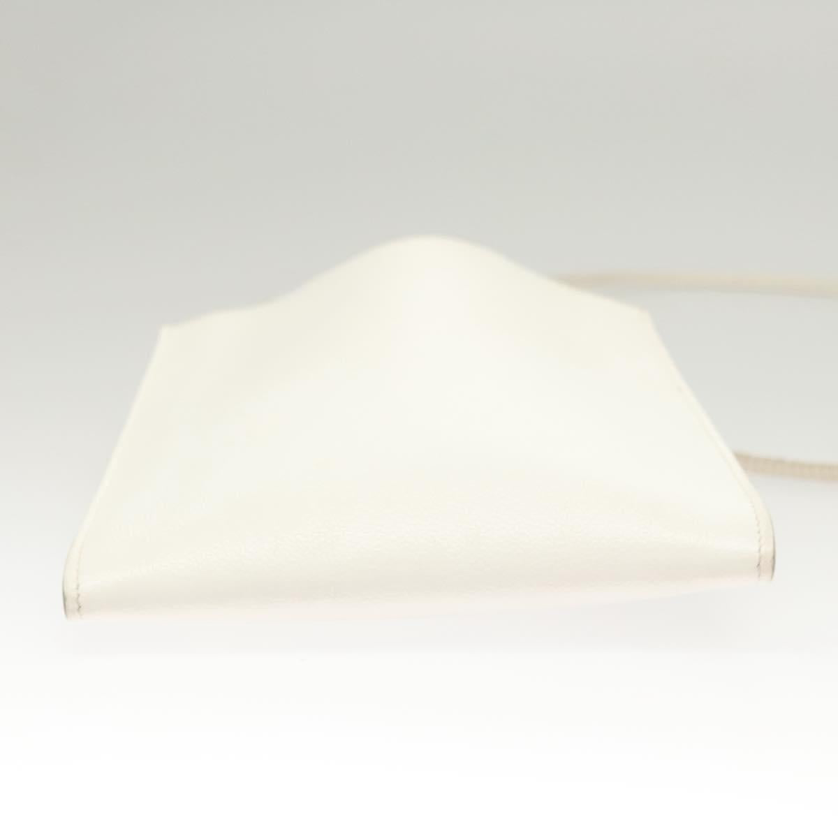 HERMES Omenitu Shoulder Bag Leather White Auth bs25279