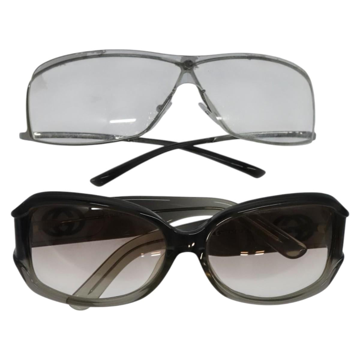 GUCCI Sunglasses plastic 2Set Black Silver Auth bs25283