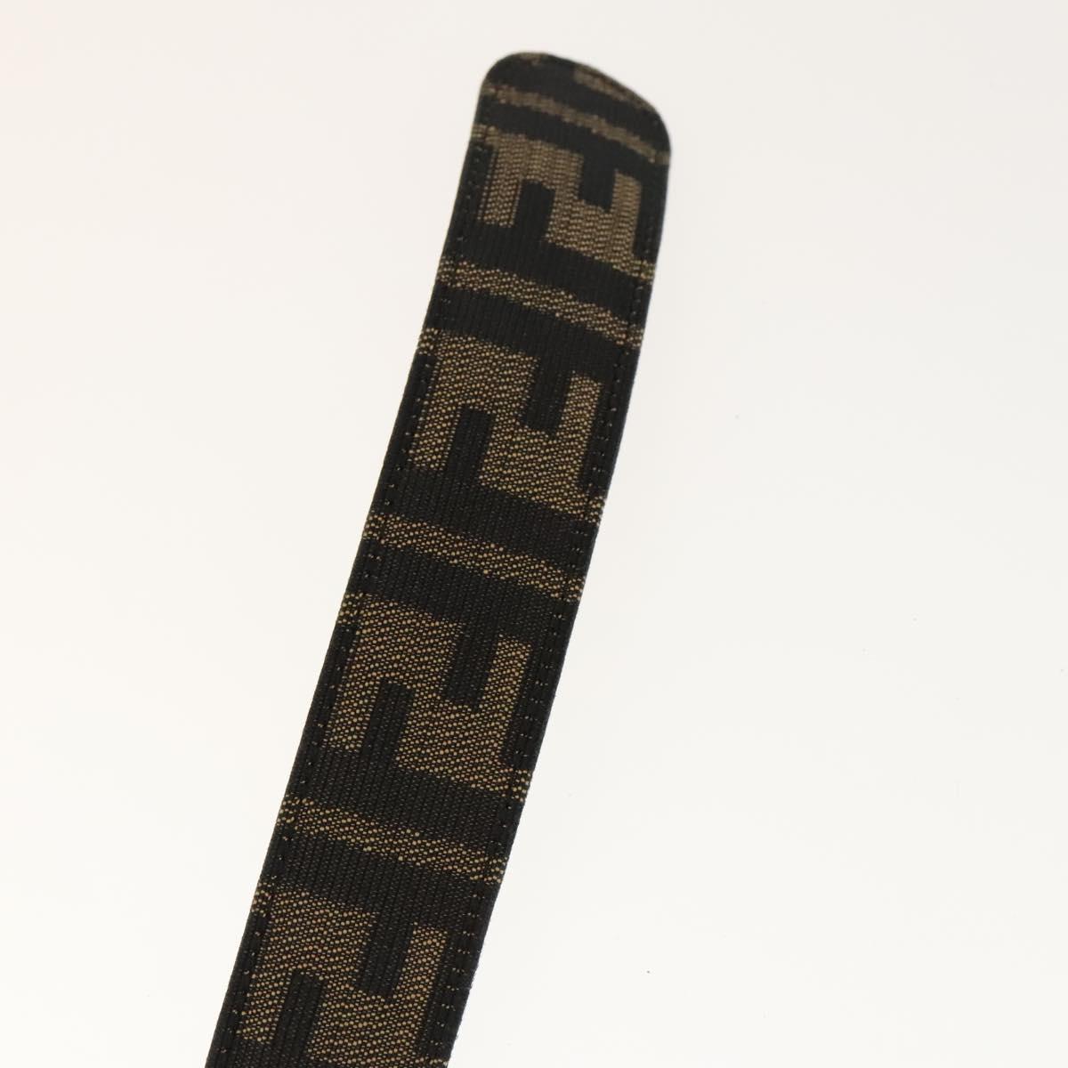 FENDI Zucca Canvas Belt Leather Canvas 2Set Brown Dark Brown Auth bs25284